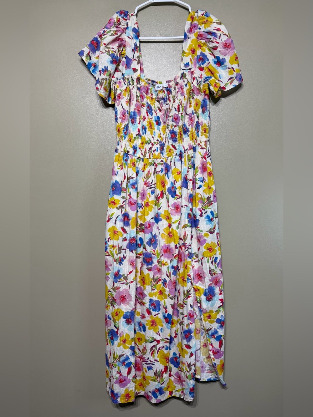 NWT GAP Print Smocked Puff Sleeve Midi Dress - Picture 5 of 13